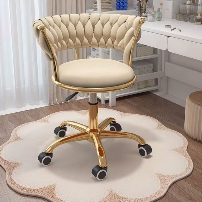Maxinsk 고급 골드벨벳 화장대의자 높이조절 인테리어의자 침실 등받이의자 메이크업체어