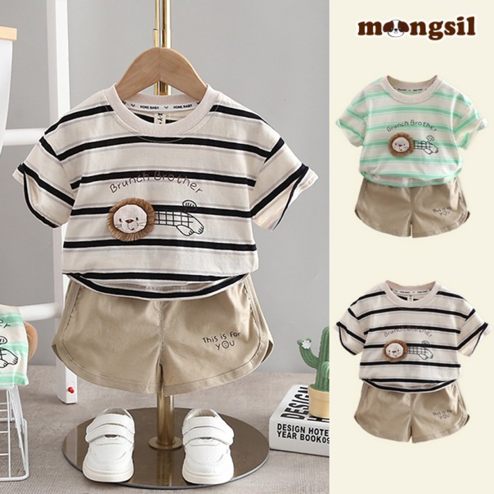 몽실이 라이언 반팔 상하복 여름 외출복 유아 남아 여아 반바지 귀여운 상하세트