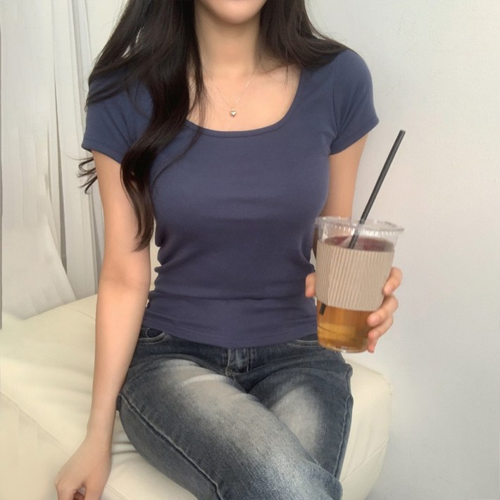 라뷰마켓 스퀘어넥ver 극락가는 3kg 부드러운 면 슬림 반팔티 6color 기본티이너티무지반팔네모넥여름반팔봄반팔가을반팔겨울반팔흰티기본면티
