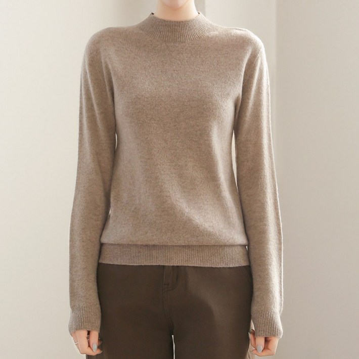 클레이스 울100 캐시미어 반폴라 하프터틀넥 니트