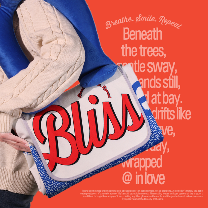 루비바 두꺼운 피크닉 매트 돗자리 목베개 고급 방수 방습 손잡이 파우치형, 레트로