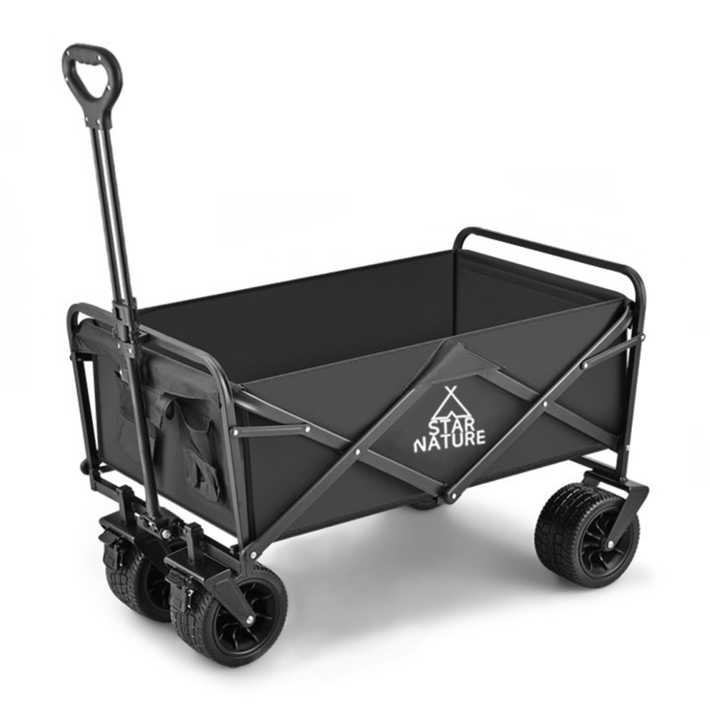 스타네이처 캠핑웨건 광폭타이어 폴딩카트 아웃도어 접이식 이동식 카트 트레일러 캐리어, 블랙, 1개