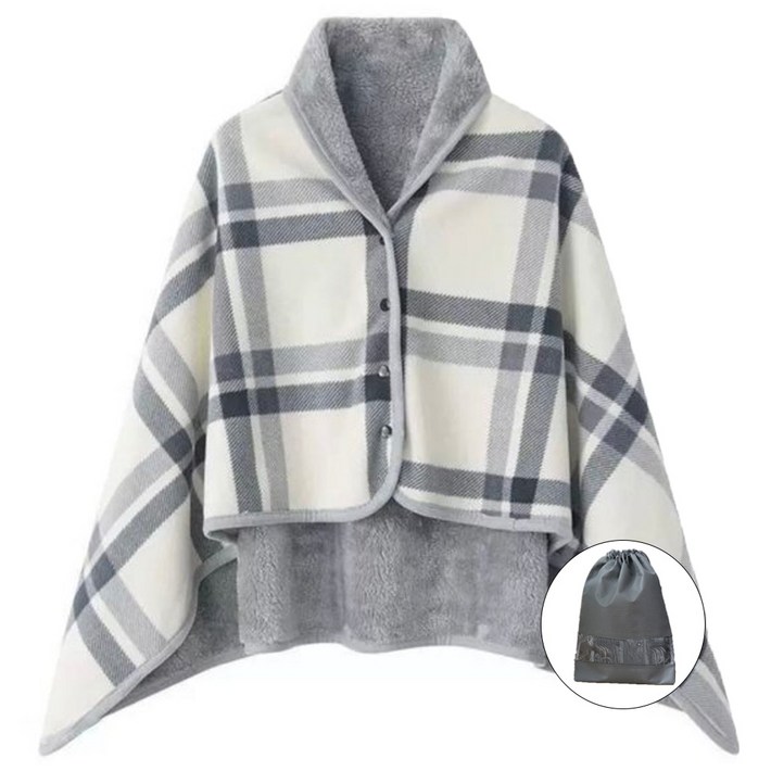 매이템 대형140100cm 무릎담요파우치포함 똑딱이담요 망토 밍크담요 사무실담요 극세사담요 차량용담요 차박 카페 캠핑담요