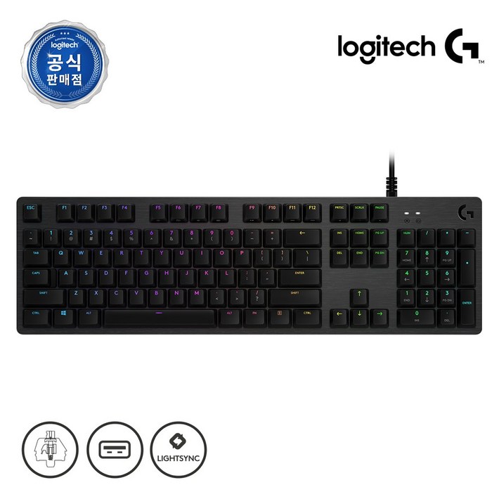 로지텍코리아 정품 G512 기계식 게이밍키보드 GX BLUE 클리키청축, 블랙, G512 GX, 청축