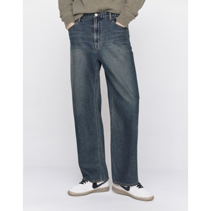 GIORDANO 와이드 데님 팬츠브러시드 115948 4color