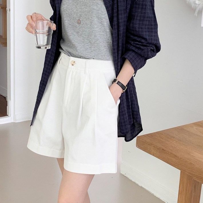 SXL사이즈여성 핀턱 하프 팬츠 빅사이즈 면 반바지 5부팬츠