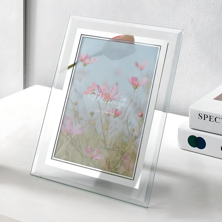 온맘컴퍼니 크리스탈 라인 유리액자 3R, 투명, 1개