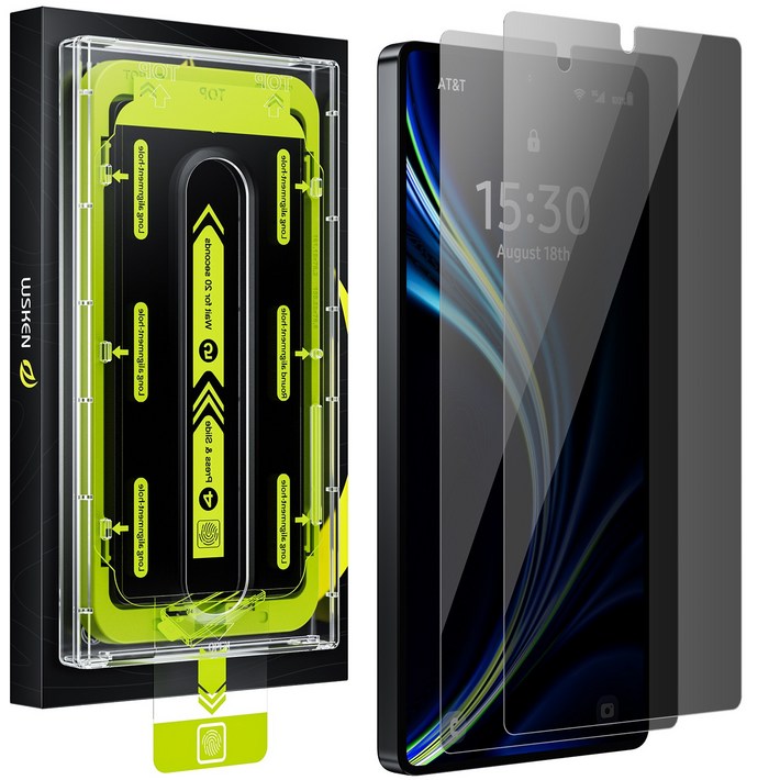 WSKEN 사생활보호필름갤럭시 S25 울트라엣지 지문방지 자동 흡착 먼지 제거 수트는 지문 인식을 지원합니다, 2개