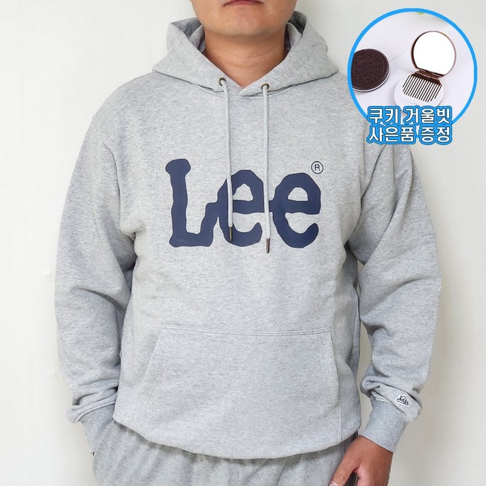 국내 매장판 LEE 리 남녀공용 빅로고 오버핏 후드티 그레이 사은품 증정