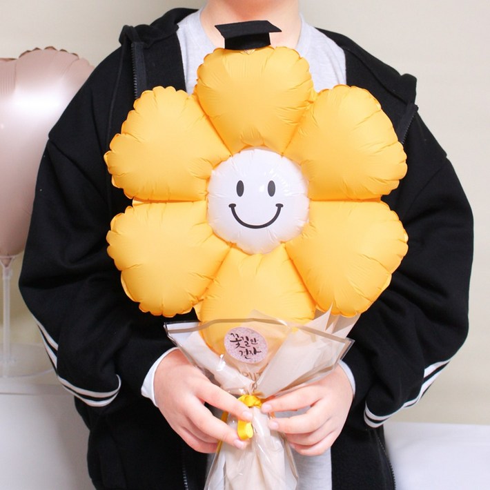 파티렐라 데이지 스마일 풍선 졸업 꽃다발 DIY, 옐로우