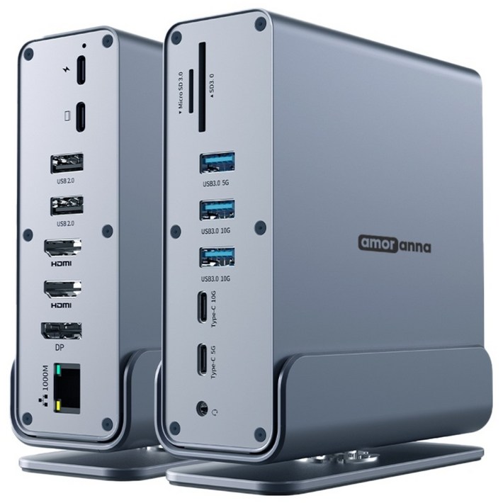 아모란나 C타입 15in1 멀티 허브 USB4 도킹스테이션 트리플 듀얼 4K 60hz 모니터, 단일색상, 1개