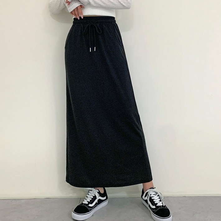 당일발송자체제작5XL사이즈까지빅사이즈 찰랑 뒷트임 밴딩 롱스커트941데일리룩 뒷슬릿 H라인 봄가을치마 40인치 XXXXXL 큰옷빅진 당일출고