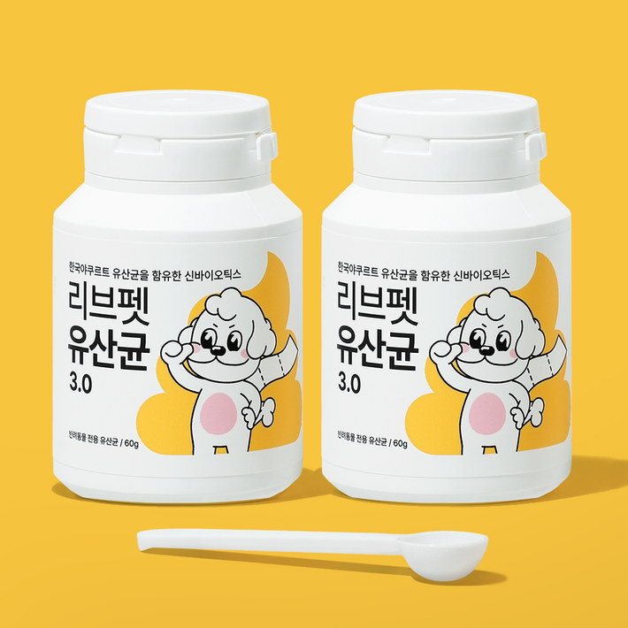 리브펫 유산균 3.0 강아지 고양이 분말형 60g 2통, 30회분, 소화기능췌장개선, 2개