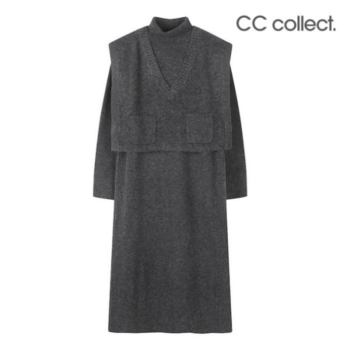 씨씨콜렉트 여성 롱 원피스 오피스 데일리 출근룩 CC콜렉트 베스트 레이어링 니트 DGE224KSE131DH2257449