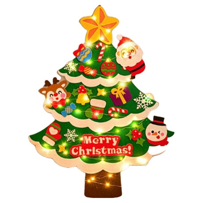 앞날창창 크리스마스 부직포 벽 걸이 트리  전구 세트