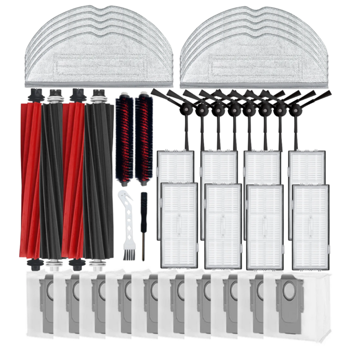 핑크샘 호환 로보락 S8 프로 울트라 물걸레 메인브러시 사이드 필터 먼지봉투, 1개, 1년소모품 44pcs