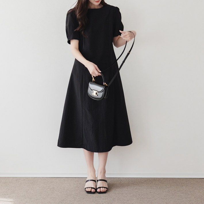 퍼프 셔링 오피스룩 하객룩 원피스