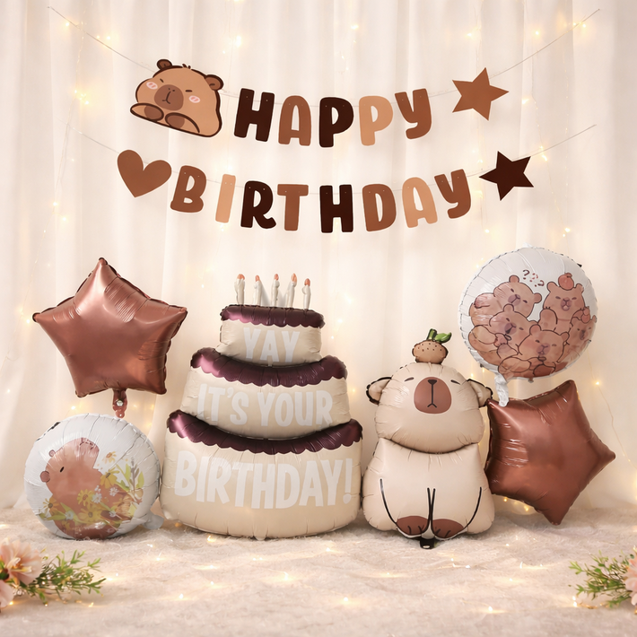 이온팩토리 카피바라 가랜드 생일파티 풍선 세트