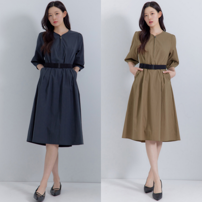 지센창원여성 반집업 벨티드 원피스 2색 LFOPP802