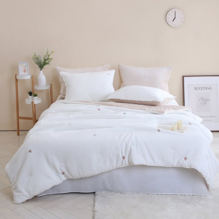 브랜드매장판 엘르 파비 하이밍크 극세사 자수 차렵이불Qs