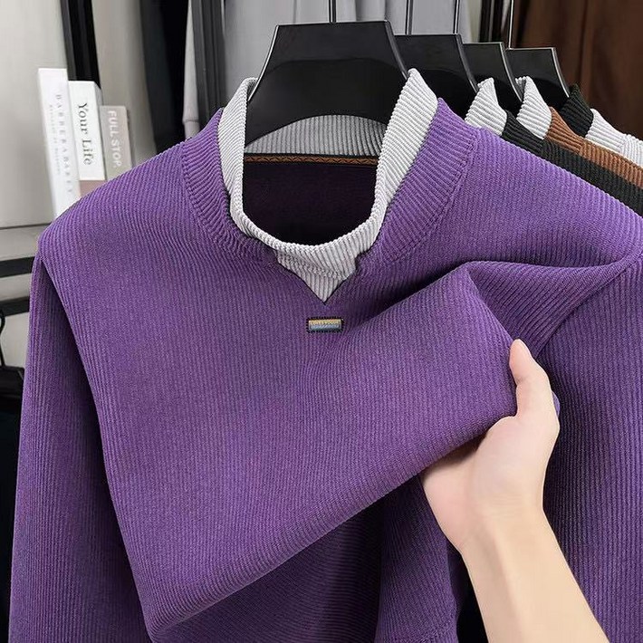 겨울 기모 골덴반폴라세련티셔츠 남성