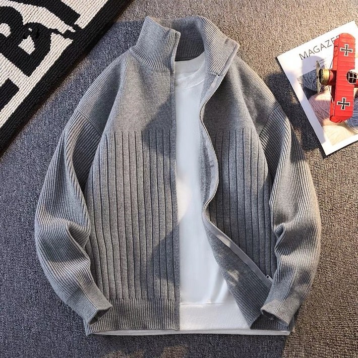 휠렉스 남성 신상 하이넥 집업 루즈핏 니트 가디건 J243