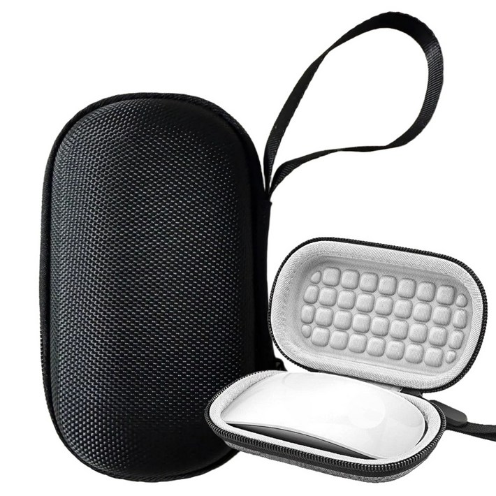 애플 매직 마우스 케이스 하드 파우치 맥 엠보싱 1세대 2세대 양면 여행용 출장용, 블랙