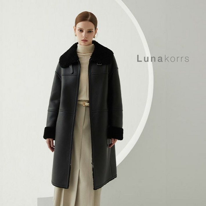 루나코어스 호주산 양모 무스탕 롱코트