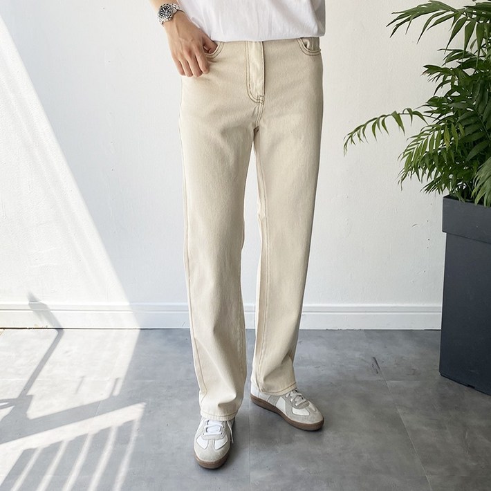 데일트 남자 와이드 롱 크림진