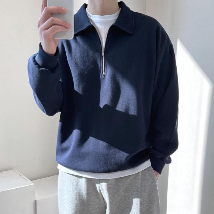 룩샵 남자 남성 데일리 오버핏 무지 카라 특양면 반집업 맨투맨 룩샵 남자 남성 데일리 오버핏 무지 카라 특양면 반집업 맨투맨