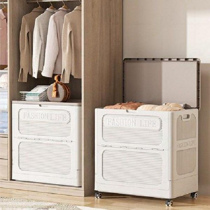 대형 정리함 150L 대용량 폴딩 수납함 이동 가능 리빙박스 옷 이불 보관함 YJ1212