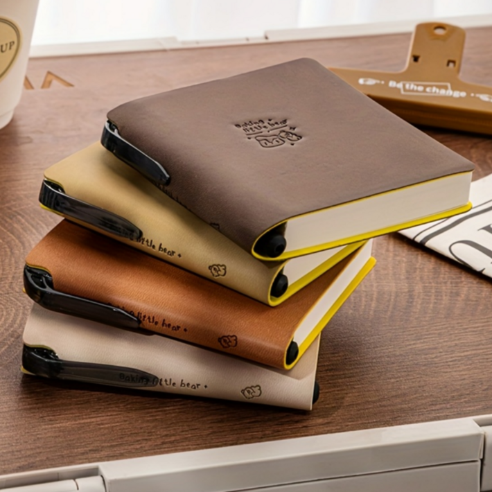 휴대용 곰돌이 PU 미니 노트 수첩 다이어리 펜포함 4종 세트