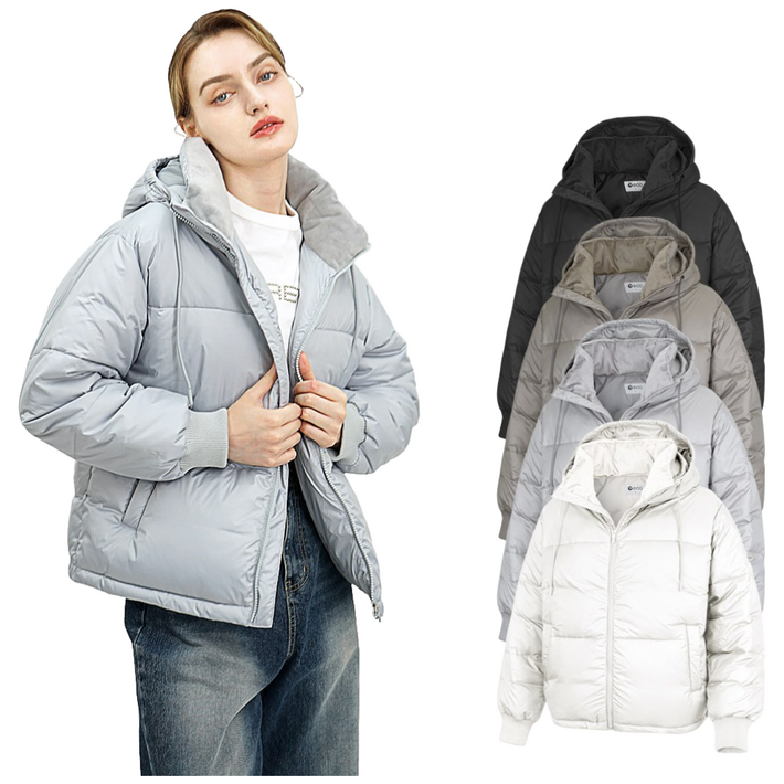 에코스포츠 여성 파브 오버핏 후드 패딩 점퍼  여자 웰론 패딩자켓 숏패딩