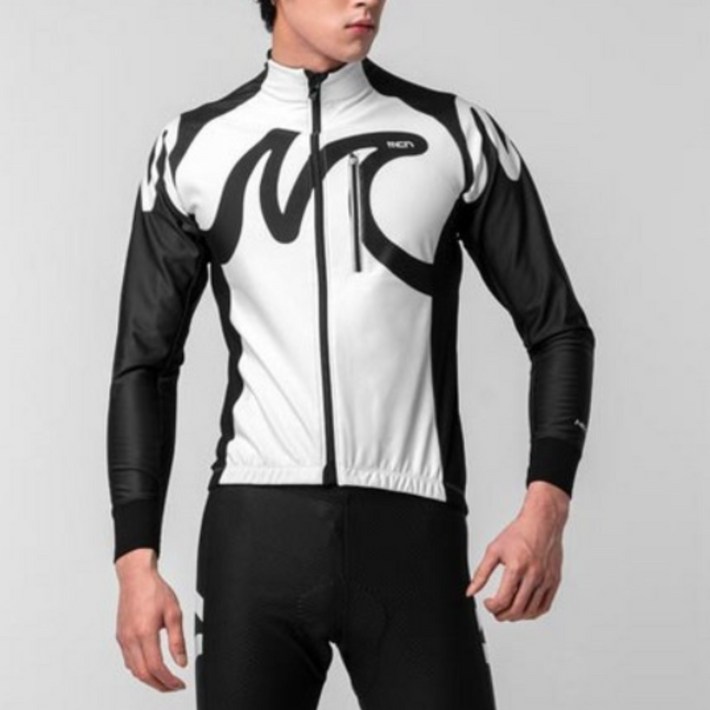 MCN 모노크롬 방풍발수 긴팔져지 자전거 의류 기능성 사이클 상의 방풍방한 극세사기모 자외선차단 고기능성