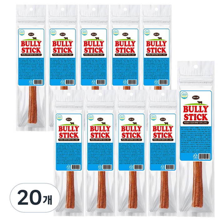 바이트랩 강아지 불리스틱 국내산 간식, 20개, 6g, 한우