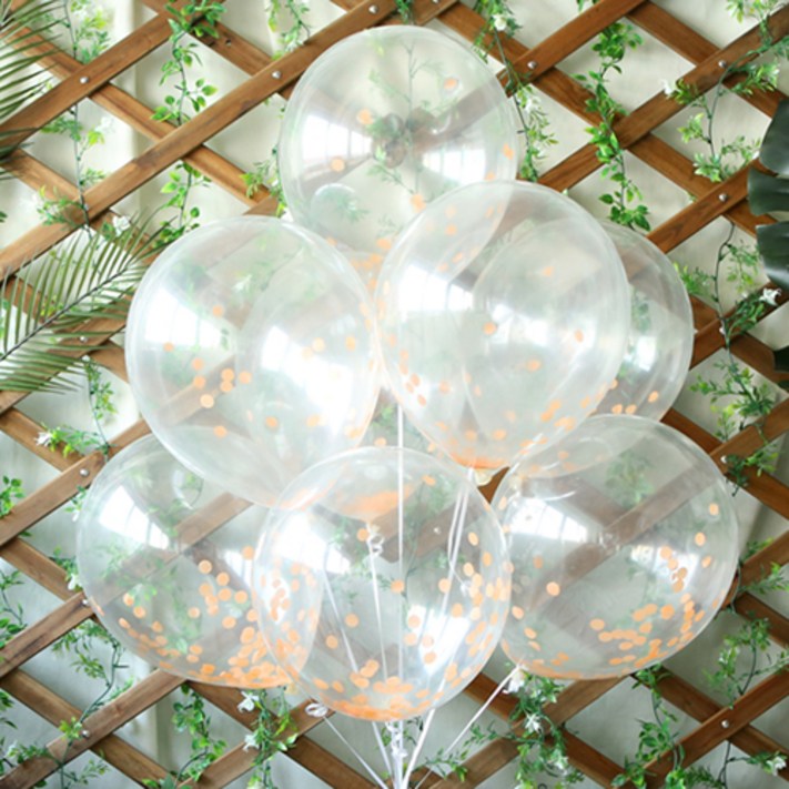 파티해 써클 컨페티풍선 20p  손펌프 랜덤발송 컬링리본  스펀지닷 세트, 오렌지, 1세트