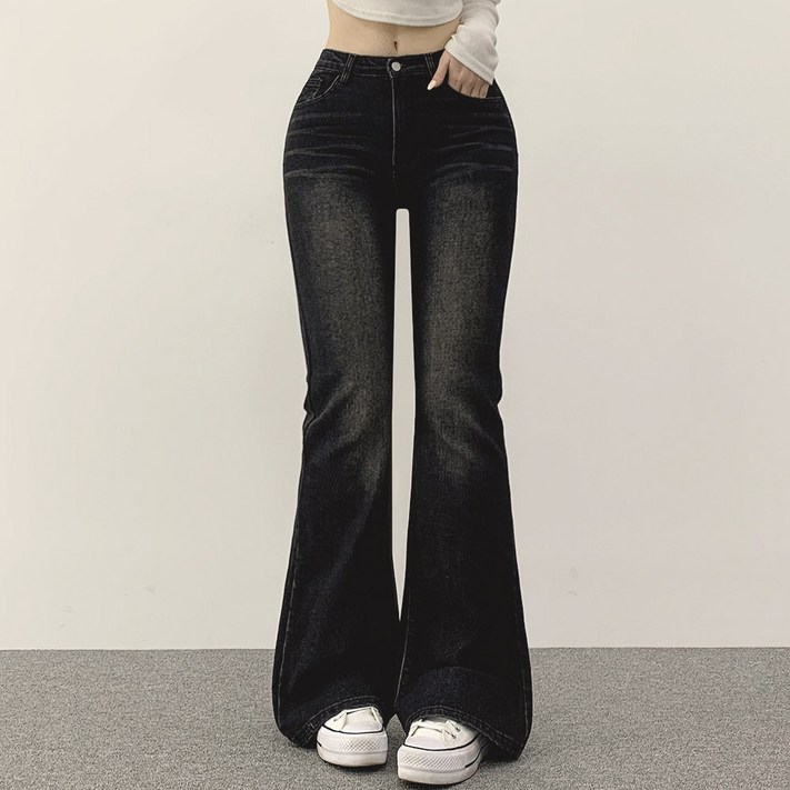 위드후이린 여성용 골반업 슬림 부츠컷 데님 팬츠 숏