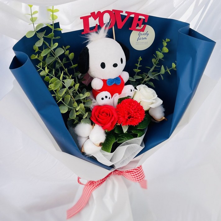 러블리팜 비누꽃 산리오 캐릭터 인형 꽃다발