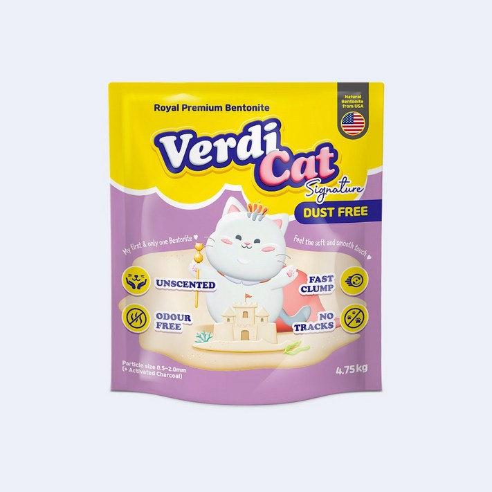 베르디캣 시그니처 더스트프리 벤토나이트 4.75kg 4개입 19kg 고양이모래, 4개, 4.75kg