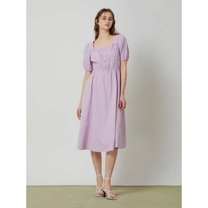 백화점 정품 CC콜렉트 원피스 퍼프 소매 스퀘어넥 롱 C242MSE043