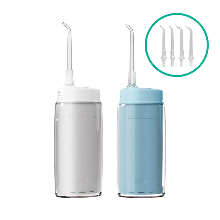 치과공식납품 닥터대니 워터테라픽 미니픽 휴대용 접이식 무선 구강세정기 치아 치간 세척기 세정기 잇몸 케어 관리, 화이트블루, ICR 18650