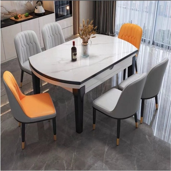 세라믹 원형식탁 4인용 6인용 접이식 확장형 식탁의자 세트 소형 아파트 식사테이블, 150x90x76cm, 인덕션쿠커 1.2싱글테이블