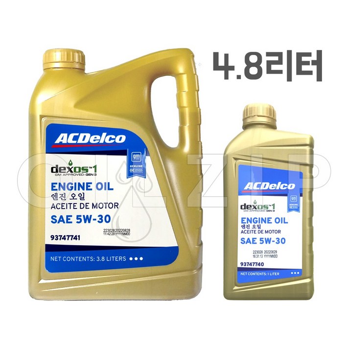 GM순정 ACDelco 덱소스1 Gen3 5w30 1리터1리터 총4.8리터, 1L, 2개