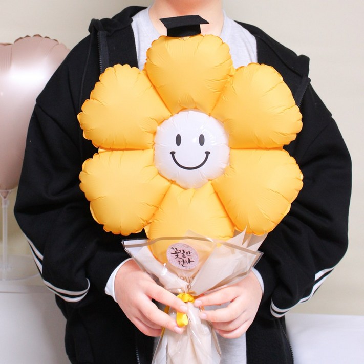 파티렐라 데이지 스마일 풍선 졸업 꽃다발 DIY, 옐로우