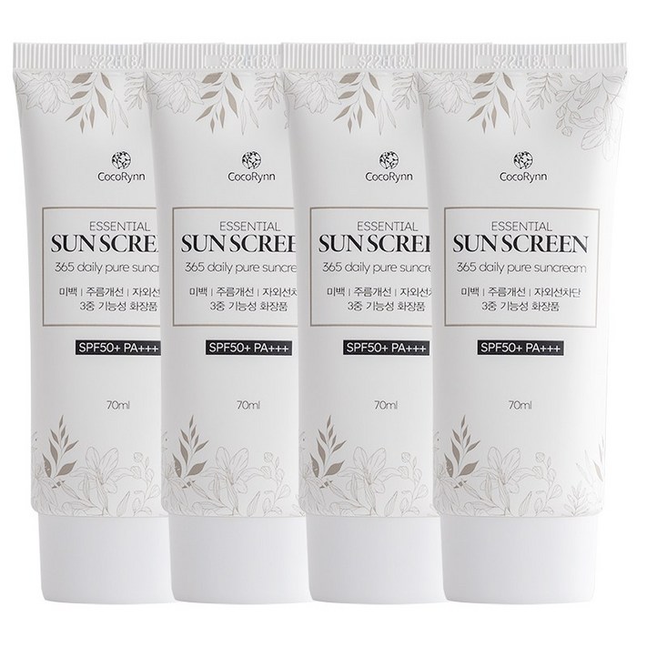 코코린느 백탁 눈시림 끈적임 없는 촉촉한 에센셜 선크림 혼합자차선크림 70ml, 4개, 70ml, 4개