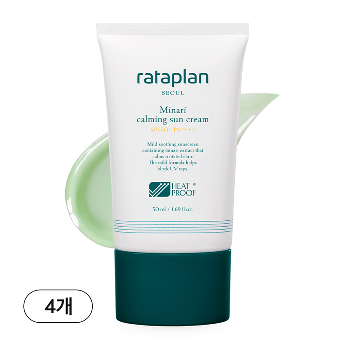 라타플랑 미나리 진정 수분 선크림 SPF50PA  민감피부 수분진정 선, 50ml, 4개