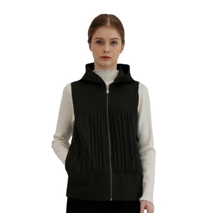 요이츠 여성 플리츠 후드 집업 베스트  블랙 코스트코코리아정품