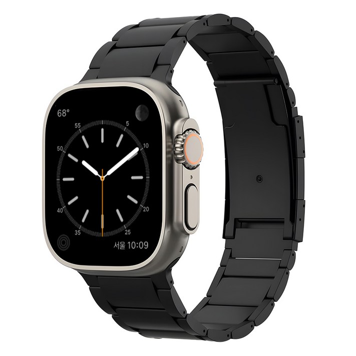 끼움 애플워치 호환 프리미엄 티타늄 100 메탈 스트랩 밴드, 블랙