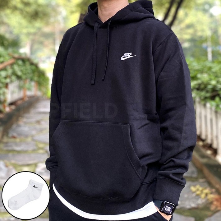 나이키 후드 남성 블랙 긴팔 티셔츠 맨투맨 커플 후디 국내매장AS