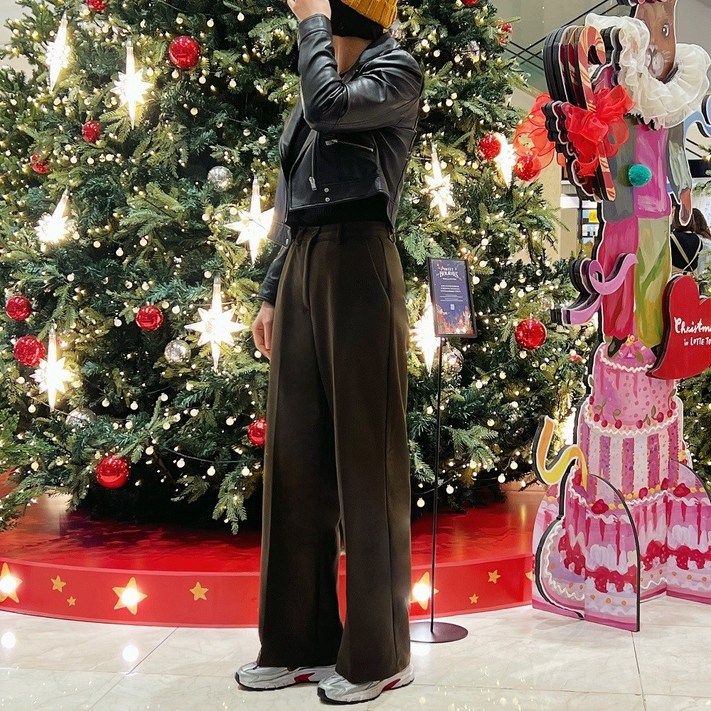 국산 숏 롱 겨울 바지 여성 기모 바지 와이드 팬츠 겨울 기모 슬랙스